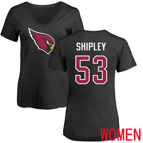 Arizona Cardinals Black Women A.Q. Shipley Name And Number Logo NFL Football #53 T Shirt